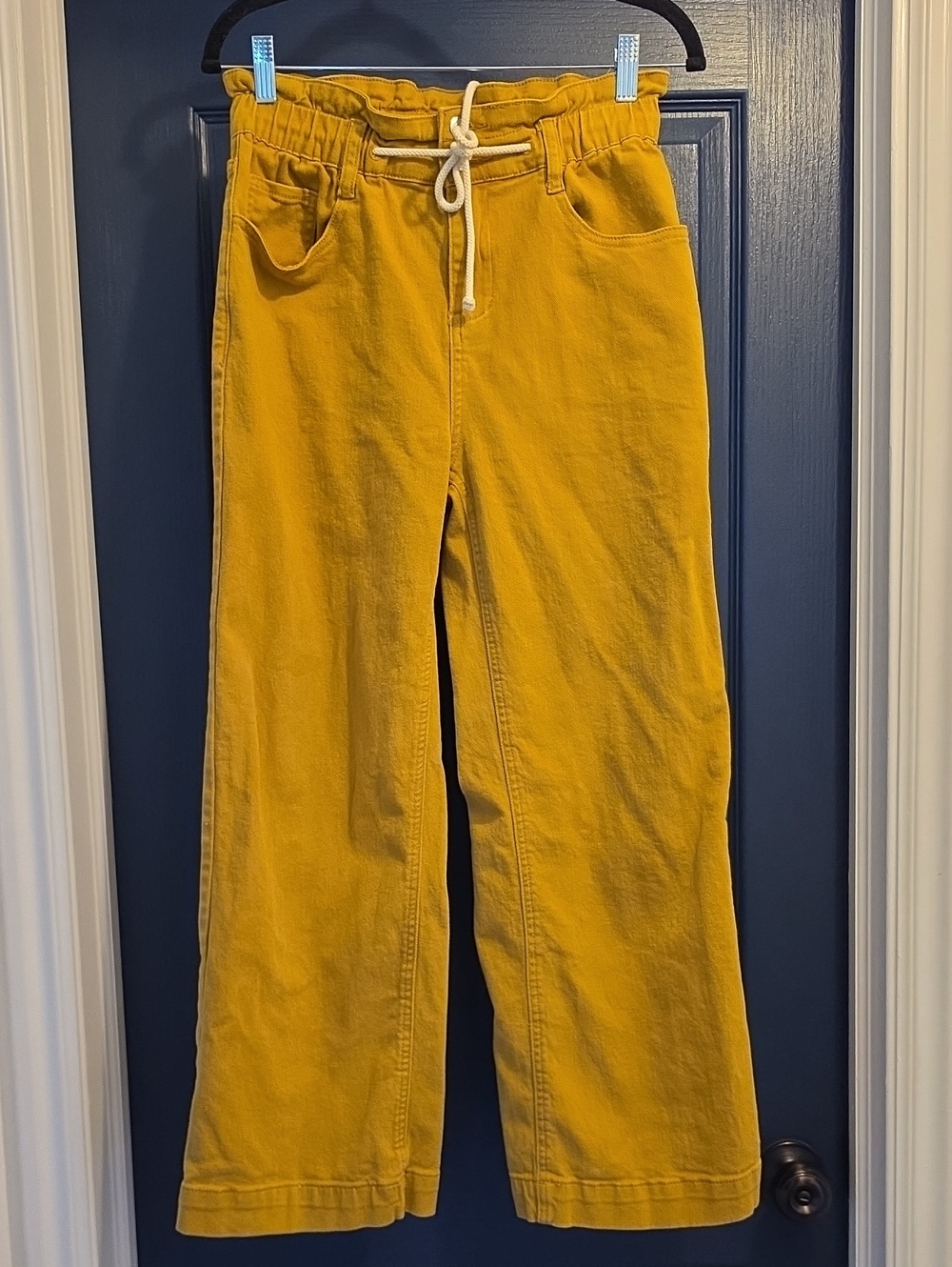 Women's Medium Wide-Leg Drawstring Jeans in Mustard Yellow